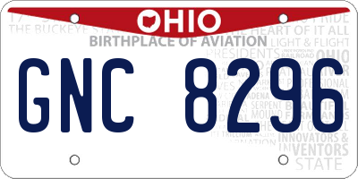 OH license plate GNC8296