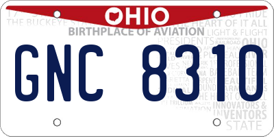 OH license plate GNC8310