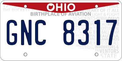 OH license plate GNC8317