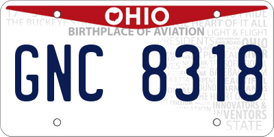 OH license plate GNC8318