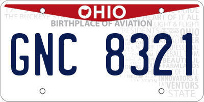 OH license plate GNC8321