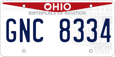 OH license plate GNC8334