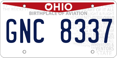 OH license plate GNC8337