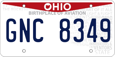 OH license plate GNC8349