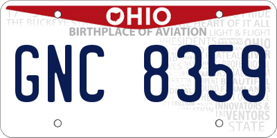 OH license plate GNC8359