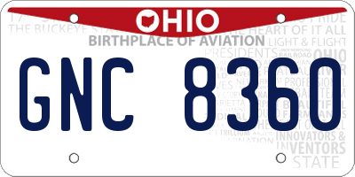 OH license plate GNC8360