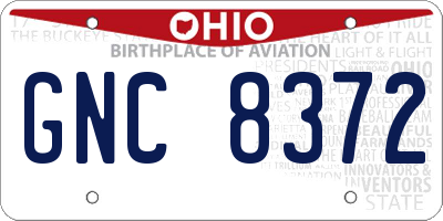 OH license plate GNC8372