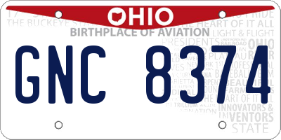 OH license plate GNC8374