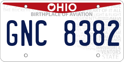OH license plate GNC8382