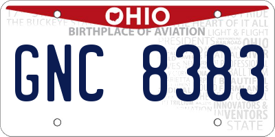 OH license plate GNC8383