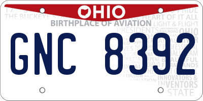 OH license plate GNC8392