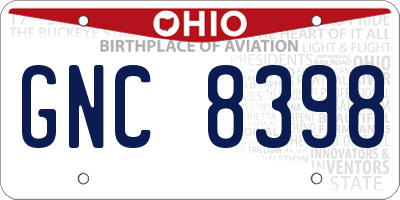 OH license plate GNC8398