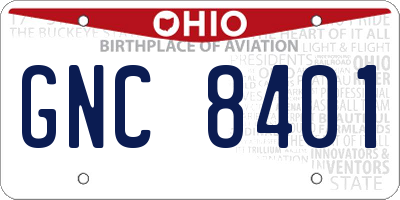 OH license plate GNC8401