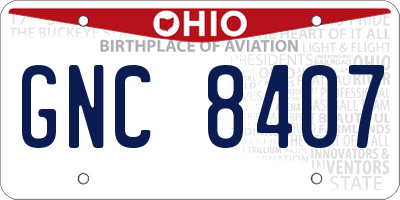 OH license plate GNC8407