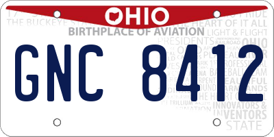OH license plate GNC8412