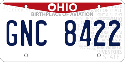 OH license plate GNC8422