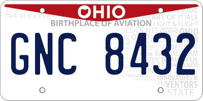 OH license plate GNC8432