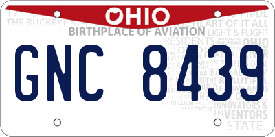 OH license plate GNC8439