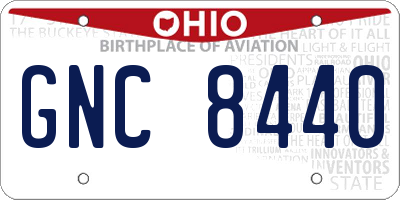 OH license plate GNC8440