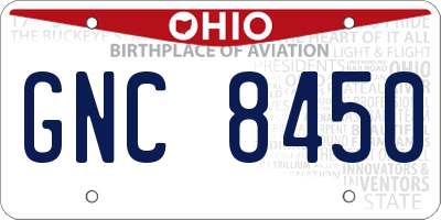 OH license plate GNC8450