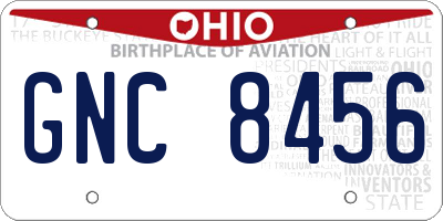 OH license plate GNC8456
