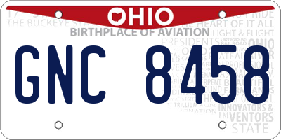 OH license plate GNC8458