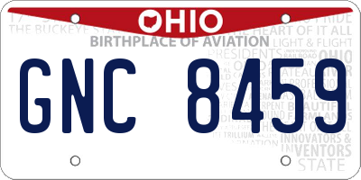 OH license plate GNC8459