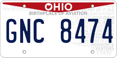 OH license plate GNC8474