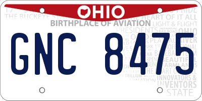 OH license plate GNC8475