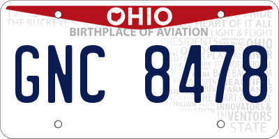 OH license plate GNC8478