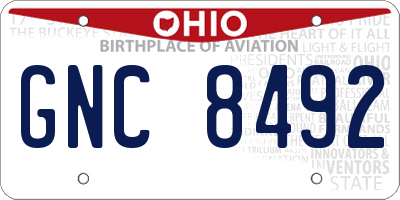 OH license plate GNC8492