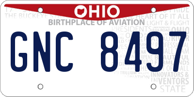 OH license plate GNC8497