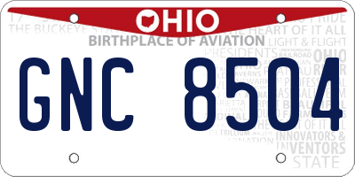 OH license plate GNC8504