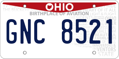 OH license plate GNC8521