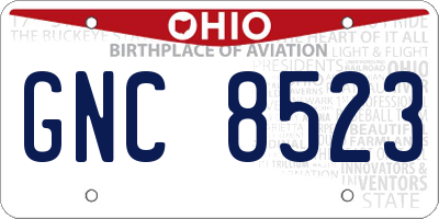 OH license plate GNC8523