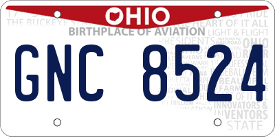 OH license plate GNC8524