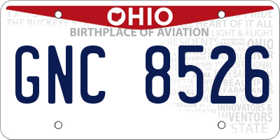 OH license plate GNC8526