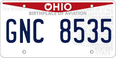 OH license plate GNC8535
