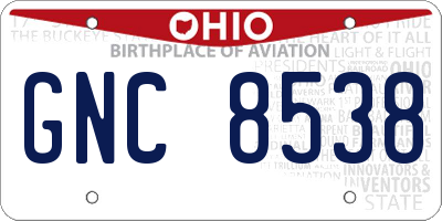 OH license plate GNC8538