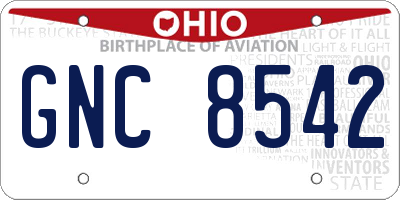OH license plate GNC8542