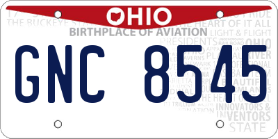 OH license plate GNC8545