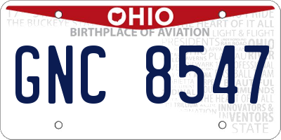 OH license plate GNC8547