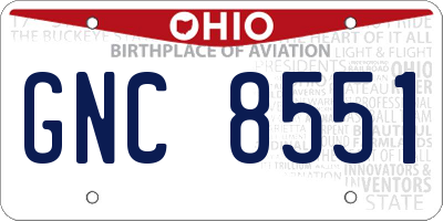 OH license plate GNC8551