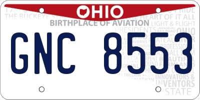 OH license plate GNC8553
