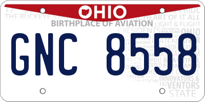 OH license plate GNC8558