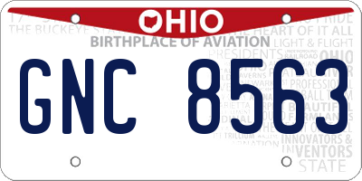 OH license plate GNC8563