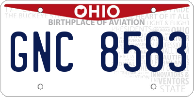 OH license plate GNC8583