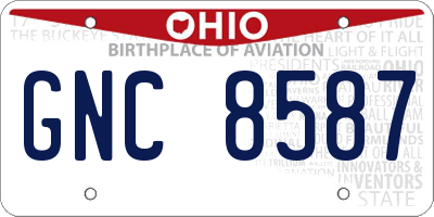 OH license plate GNC8587