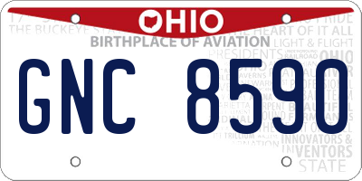 OH license plate GNC8590
