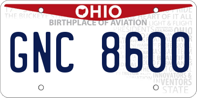 OH license plate GNC8600